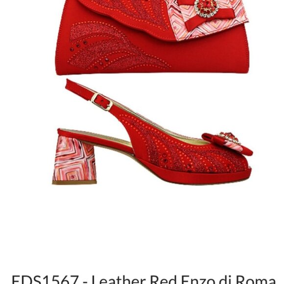 Leather Red ENZO di ROMA Italian Shoe and Bag set - Picture 6 of 9